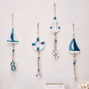 Décoration murale nautique en bois suspensions marines style maritime intérieur thème océan artisanat en bois naturel éco-friendly Décoration murale nautique en bois suspensions marines style maritime intérieur thème océan artisanat en bois naturel éco-friendly