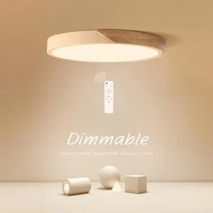 Plafonnier LED en bois naturel design nordique moderne éclairage chaleureux pour salon chambre cuisine bureau