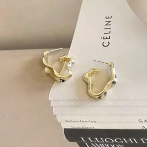 Boucles d’oreilles géométriques abstraites minimalistes texture métallique irrégulière bijoux de déclaration de luxe pour femmes vente en gros Boucles d’oreilles géométriques abstraites minimalistes texture métallique irrégulière bijoux de déclaration de luxe pour femmes vente en gros