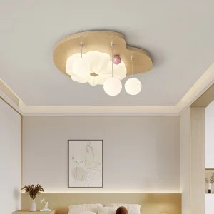 Plafonnier bois naturel design moderne minimaliste salle à manger chambre enfant éclairage LED suspension sphères lumineuses Plafonnier bois naturel design moderne minimaliste salle à manger chambre enfant éclairage LED suspension sphères lumineuses