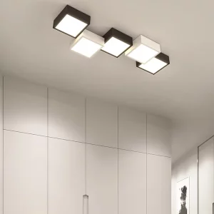 Plafonnier moderne noir et blanc design industriel épuré éclairage salon chambre couloir bureau éclairage diffus homogène économique élégant