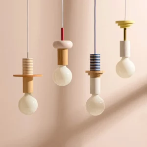 Plafonnier LED bois naturel design nordique moderne éclairage chaleureux salon cuisine chambre suspendu