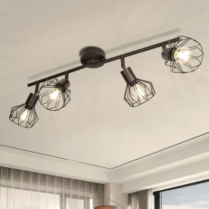 Plafonnier LED métal design industriel moderne avec abat-jour cage E14/inda  luminaire réglable salon chambre bureau couloir éclairage directionnel personnalisé