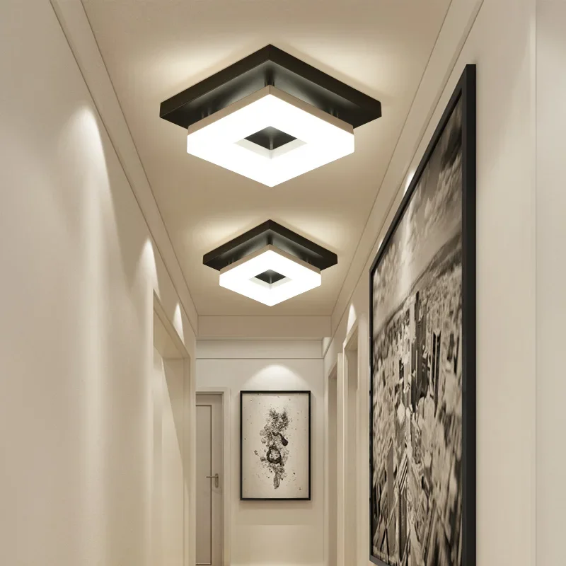 Plafonnier LED métal acrylique design moderne épuré pour couloir véranda bureau lumière uniforme certification CCC CQC ROHS