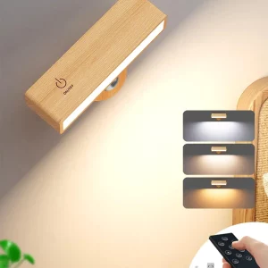 Applique murale LED bois naturel design scandinave moderne rotation 360° éclairage chaleureux cuisine chambre bureau sans fil économie d’énergie Applique murale LED bois naturel design scandinave moderne rotation 360° éclairage chaleureux cuisine chambre bureau sans fil économie d’énergie