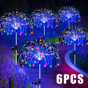 Feu d’artifice solaire LED design moderne lumière extérieure jardin patio paysage décor festif coloré éclairage énergétique économies d’énergie