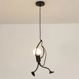 Suspension métal design moderne ludique figure acrobatique éclairage LED salon chambre enfant décoration intérieure noire élégante créative économique Suspension métal design moderne ludique figure acrobatique éclairage LED salon chambre enfant décoration intérieure noire élégante créative économique