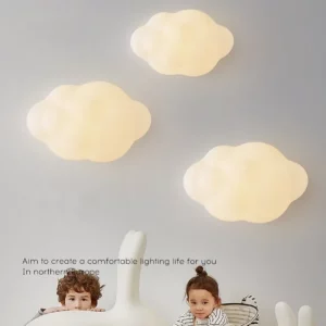 Plafonnier nuage LED moderne design ludique chambre enfant salle jeux éclairage doux apaisant style nuage blanc