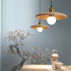 Lampe LED suspendue en bois naturel design nordique moderne éclairage chaleureux salon chambre cuisine bureau décoratif Lampe LED suspendue en bois naturel design nordique moderne éclairage chaleureux salon chambre cuisine bureau décoratif