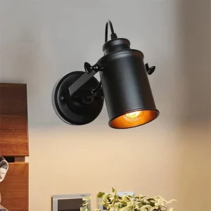 Applique murale industrielle vintage design rétro éclairage chaleureux métal noir doré chambre salon couloir déco intérieure