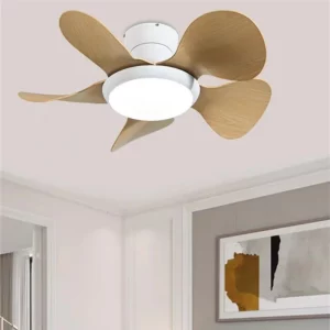 Plafonnier bois ventilateur lumière LED design moderne style scandinave salon chambre salle à manger éclairage ventilation économique