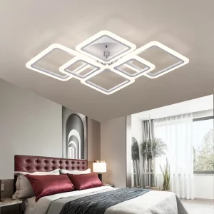 Plafonnier LED moderne design carré géométrique lumière variable salon chambre bureau éclairage ambiant chaleureux économique