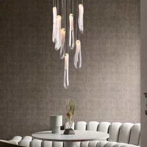 Suspension en verre design moderne artistique lustre en métal hauteur réglable éclairage intérieur salon salle à manger lumière douce économique Suspension en verre design moderne artistique lustre en métal hauteur réglable éclairage intérieur salon salle à manger lumière douce économique