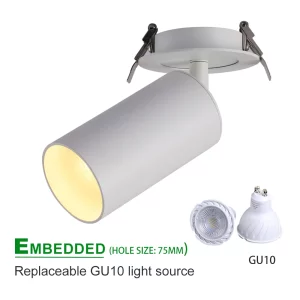 Plafonnier encastré orientable design moderne minimaliste lumière LED GU10 aluminium blanc salon cuisine bureau éclairage adaptable économique