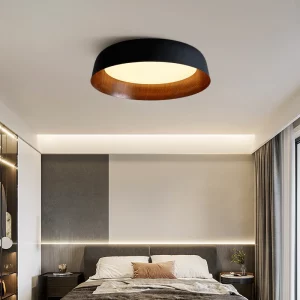 Plafonnier design nordique japonais  éclairage LED minimaliste  luminaire en rondins bois  style scandinave moderne  chambre à coucher  salle à manger  cuisine  éclairage chaleureux  économie d’énergie