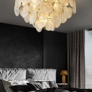 Plafonnier cuivre verre design moderne luxe glamoureux art déco chambre salon éclairage chaleureux économique élégant