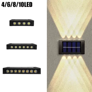 Applique murale solaire extérieure moderne en ABS design épuré 4/6/8/10 LED IP65 sans câblage jardin terrasse éclairage durable économique Applique murale solaire extérieure moderne en ABS design épuré 4/6/8/10 LED IP65 sans câblage jardin terrasse éclairage durable économique