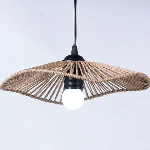 Suspension en jute et métal design rustique bohème éclairage chaleureux pour salon chambre cuisine bureau décor naturel artisanal unique Suspension en jute et métal design rustique bohème éclairage chaleureux pour salon chambre cuisine bureau décor naturel artisanal unique