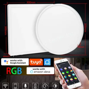 Plafonnier LED moderne design minimaliste RGB智能调节Google Home Alexa控制白色表面安装客厅卧室