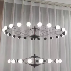 Plafonnier métal industriel design moderne double niveau lumière chaleureuse salle à manger salon cuisine villa éclairage décoratif Plafonnier métal industriel design moderne double niveau lumière chaleureuse salle à manger salon cuisine villa éclairage décoratif