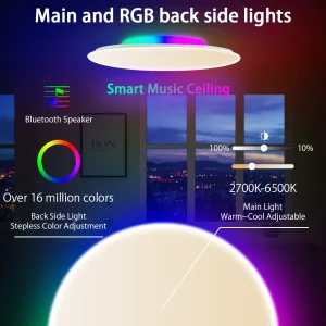 Plafonnier LED intelligent Bluetooth Alexa Google éclairage RVB commande vocale design moderne chambre salon éclairage intelligent économies d’énergie Plafonnier LED intelligent Bluetooth Alexa Google éclairage RVB commande vocale design moderne chambre salon éclairage intelligent économies d’énergie