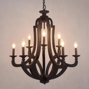 Lustre métal finition boisintage 8 ampoules style rustique chandelier suspendu salon chambre cuisine éclairage intérieur design traditionnel ambiance chaleureuse Lustre métal finition boisintage 8 ampoules style rustique chandelier suspendu salon chambre cuisine éclairage intérieur design traditionnel ambiance chaleureuse