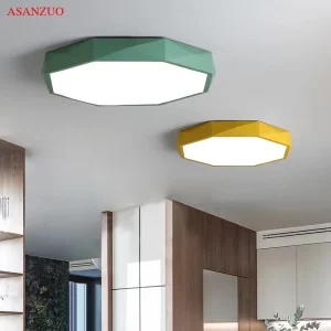 Plafonnier LED moderne design octogonal style scandinave lumière douce chambre salon économie d’énergie certification ROHS