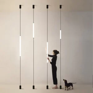 Suspension LED métal design minimaliste contemporain salon chambre éclairage moderne lumière douce économies d’énergie élégance intemporelle