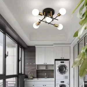 Plafonnier fer moderne design industriel intérieur cuisine salon chambre lumière blanc doré éclairage élégant économie d’énergie Plafonnier fer moderne design industriel intérieur cuisine salon chambre lumière blanc doré éclairage élégant économie d’énergie