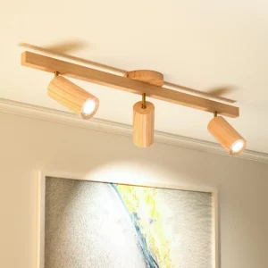 Plafonnier LED bois naturel design scandinave nordique moderne chambre salon éclairage chaleureux économique élégant