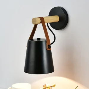 Applique murale nordique en bois et métal design scandinave moderne éclairage LED chaleureux salon chambre élégant économique