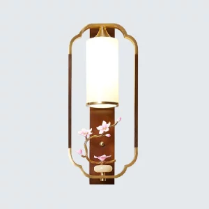 Applique murale LED en métal doré et bois de noyer design asiatique moderne éclairage chaleureux salon chambre hôtel escalier économique élégant