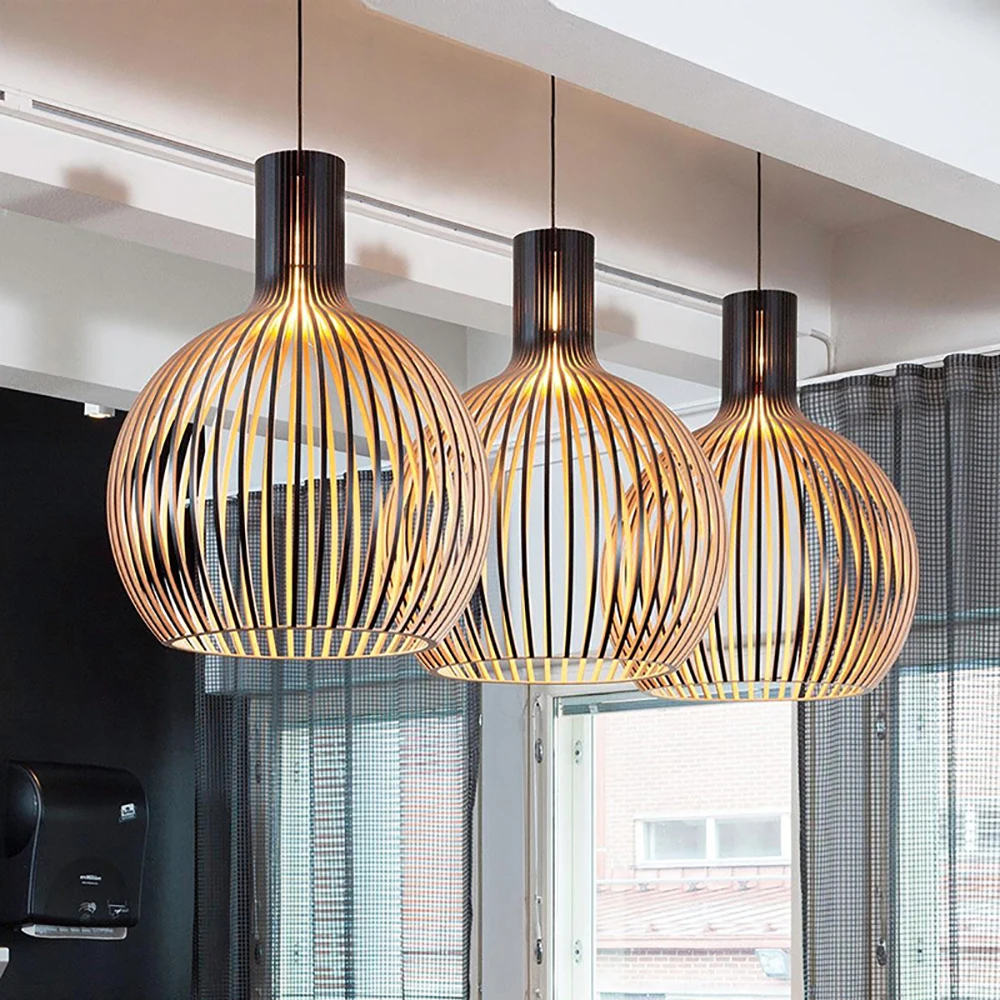 Plafonnier LED bois naturel design nordique moderne éclairage chaleureux économique élégant