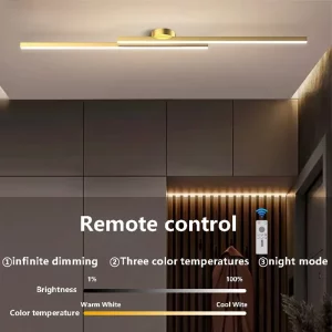 Plafonnier moderne minimaliste aluminium doré lumière LED épuré design créatif salon couloir éclairage intérieur élégant économies d’énergie Plafonnier moderne minimaliste aluminium doré lumière LED épuré design créatif salon couloir éclairage intérieur élégant économies d’énergie