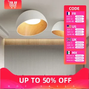 Plafonnier LED bois naturel design moderne minimaliste éclairage chaleureux salon chambre cuisine bureau