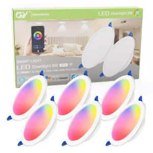 Plafonnier LED encastré intelligent RGB CW 9W  design moderne  éclairage adaptable Alexa Google Home