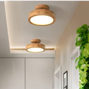 Plafonnier LED bois naturel design nordique moderne éclairage chaleureux salon chambre cuisine bureau Décoration élégante