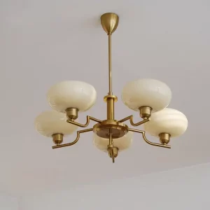 Plafonnier LED métal doré verre opalescent design vintage rétro éclairage chaleureux salon chambre salle à manger lustre suspendu Plafonnier LED métal doré verre opalescent design vintage rétro éclairage chaleureux salon chambre salle à manger lustre suspendu