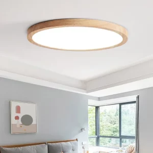 Plafonnier LED bois naturel design scandinave nordique moderne chambre salon éclairage chaleureux économique élégant