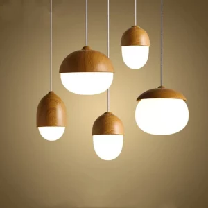 Plafonnier bois naturel design nordique LED éclairage chaleureux salon chambre suspendu scandinave moderne