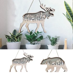 Plafonnier LED bois naturel design animal scandinave moderne ours brun décoration murale lumière chaleureuse écoénergétique élégante salle séjour cadeau Plafonnier LED bois naturel design animal scandinave moderne ours brun décoration murale lumière chaleureuse écoénergétique élégante salle séjour cadeau