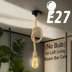 Suspension en corde naturelle industrielle vintage design épuré pour salon bar café éclairage chaleureux authentique Suspension en corde naturelle industrielle vintage design épuré pour salon bar café éclairage chaleureux authentique