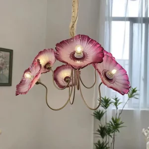 Suspension LED design floral métal et résine lumière chaude éclaboussures roses chambre salon décoration artistique