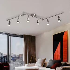 Plafonnier métal moderne design industriel 6 spots ajustables salon cuisine éclairage linéaire élégant certification CE garantie 1 an Plafonnier métal moderne design industriel 6 spots ajustables salon cuisine éclairage linéaire élégant certification CE garantie 1 an