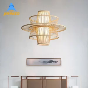 Suspension en bambou design scandinave minimaliste éclairage chaleureux salon chambre cuisine bureau épuré naturel