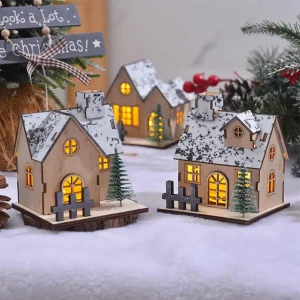 Décoration LED en bois naturel maisons de Noël miniatures style rustique lumière chaleureuse cadeau original ambiance festive économie d’énergie Décoration LED en bois naturel maisons de Noël miniatures style rustique lumière chaleureuse cadeau original ambiance festive économie d’énergie
