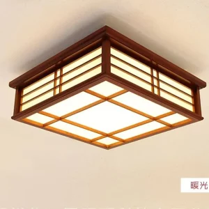 Plafonnier LED en Bois Massif design japonais moderne lumière chaleureuse salon chambre couloir éclairage intérieur durable élégant