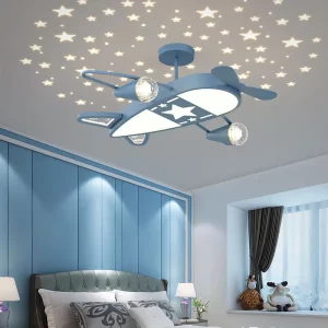 Plafonnier avion projection ciel étoilé pour chambre enfant  décoration luminaire créatif thème aviation  enfants fille garçon