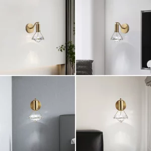 Applique murale moderne design diamant verre cristal métal doré éclairage intérieur salon chambre chic élégant lumière diffuse