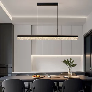 Suspension LED métal verre moderne design rectangulaire lumière élégante salle à manger cuisine étude hall hôtel installation facile entretien minimaliste Suspension LED métal verre moderne design rectangulaire lumière élégante salle à manger cuisine étude hall hôtel installation facile entretien minimaliste